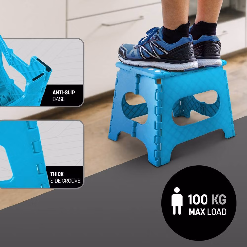 Keplin Heavy Duty Folding Step Stool, Non-Slip Portable Footstool in Blue – 6