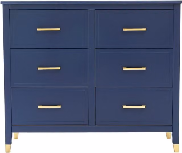 Cabinet Bits Palazzi 6 Drawer Chest of Drawers in Blue Matt Finish, H 105.0 cm x W 90.0 cm