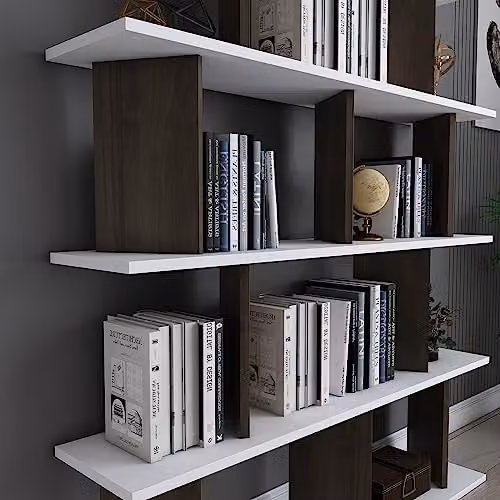 DECOROTIKA Grace 5-tier Bookcase Display Unit, White and Brown, W/D/H: 120 x 24.6 x 141 cm – 3