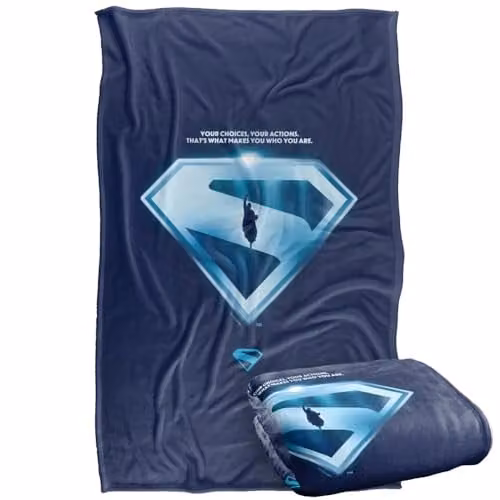Warner Bros. Superman 2025 Your Choices Shield Super Soft Fleece Throw Blanket, Multicolour, W: 91 cm, D: 147 cm