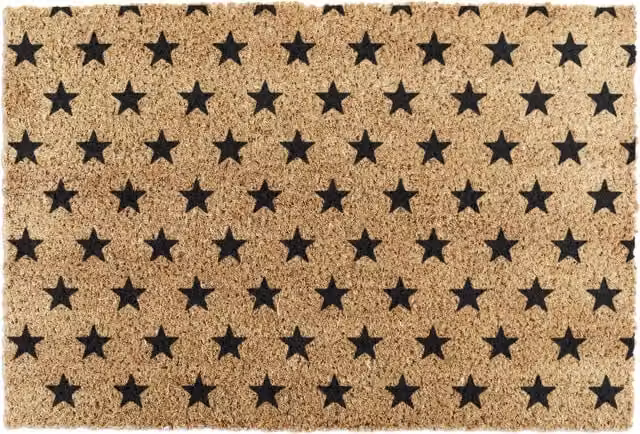 Artsy Mats Star Pattern Brown Coir and Rubber Non-Slip Weatherproof Doormat