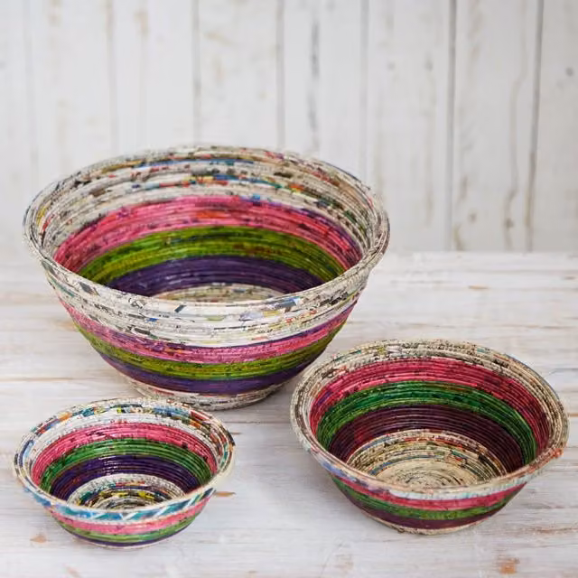 Paper High Recycled Newspaper Bowl in Natural Sand XL