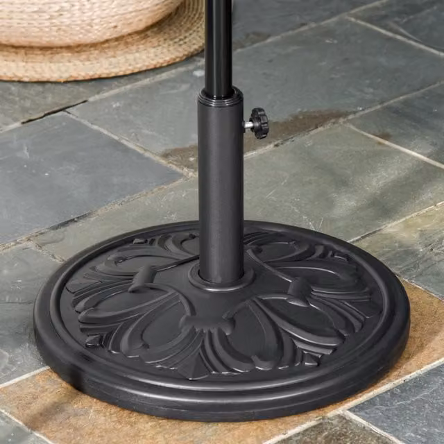 Outsunny 13kg Heavy Duty Round Parasol Base in Black Cement and Metal