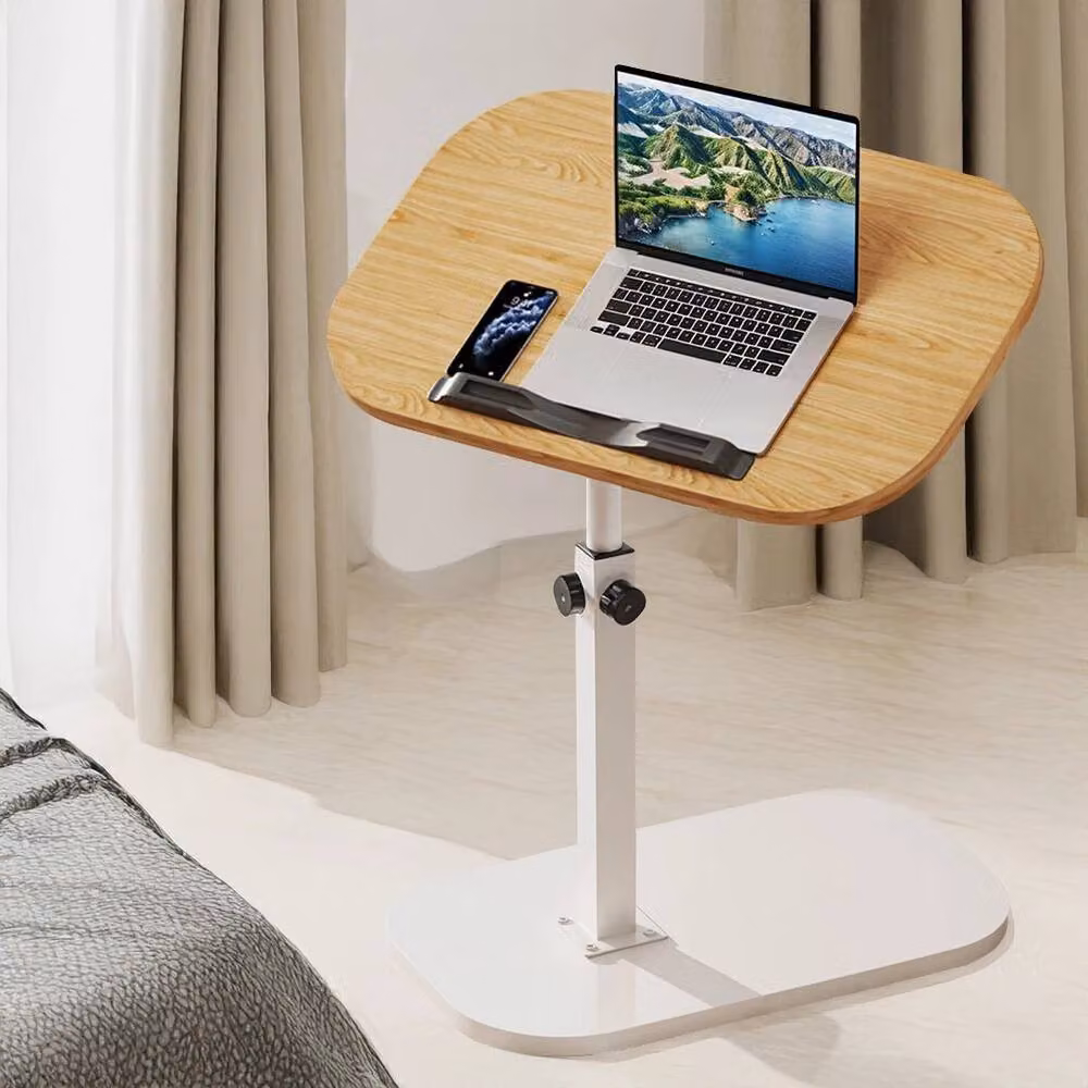 FORGEVIO Natural Adjustable Over Bed Sofa Tray Desk in Brown with Tilting Top and Height Adjustment – 2