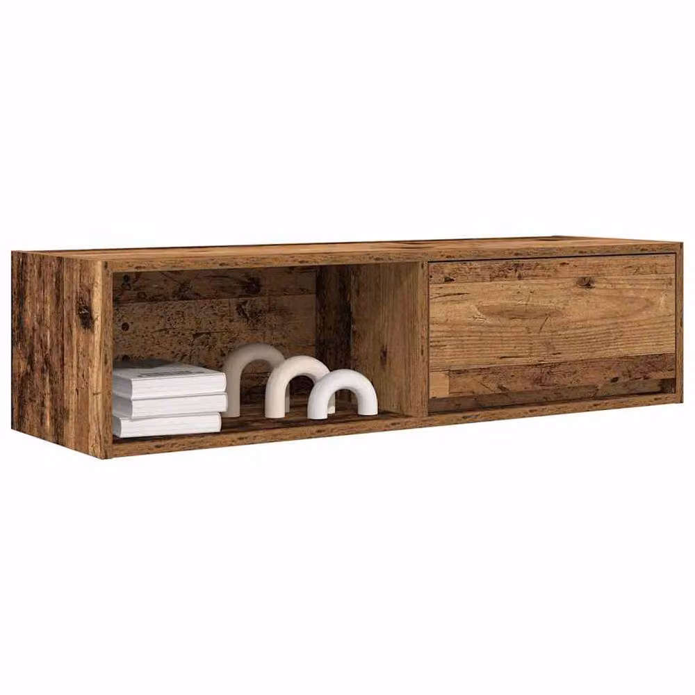 Berkfield Home Set of 2 Rustic Old Wood TV Cabinets in Brown, W/D/H: 100 x 31 x 25.5 cm – 3