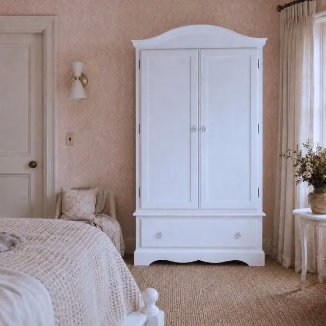 Statement Furniture Romance Double Wardrobe in White with Internal Drawers and Hanging Rail, H 193 x W 115 x D 59 cm – 1