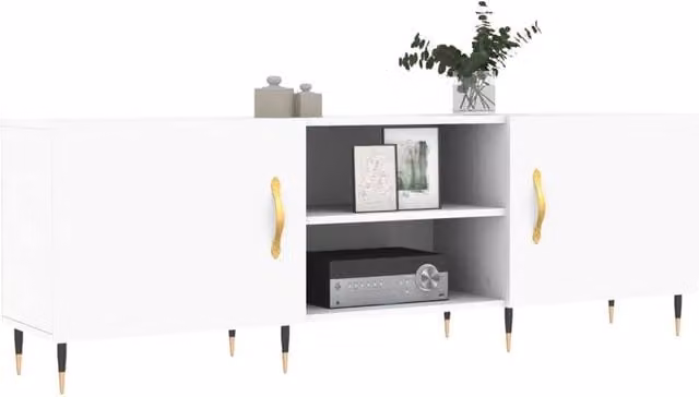 Berkfield Home Modern White TV Cabinet in Engineered Wood, W/D/H: 150 x 30 x 50 cm