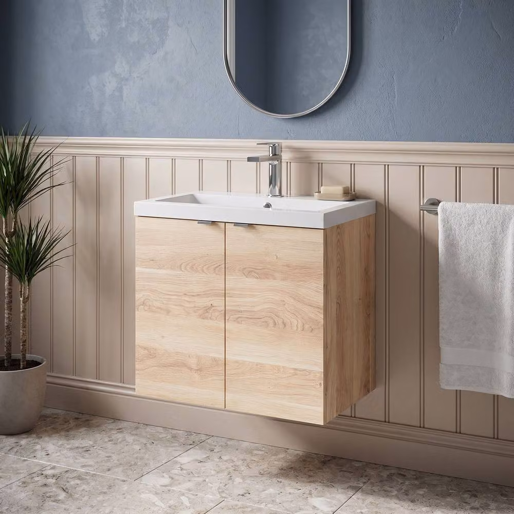 Balterley Alrewas Contemporary 2 Door Wall Hung Vanity Basin Unit in Brown Oak – 2