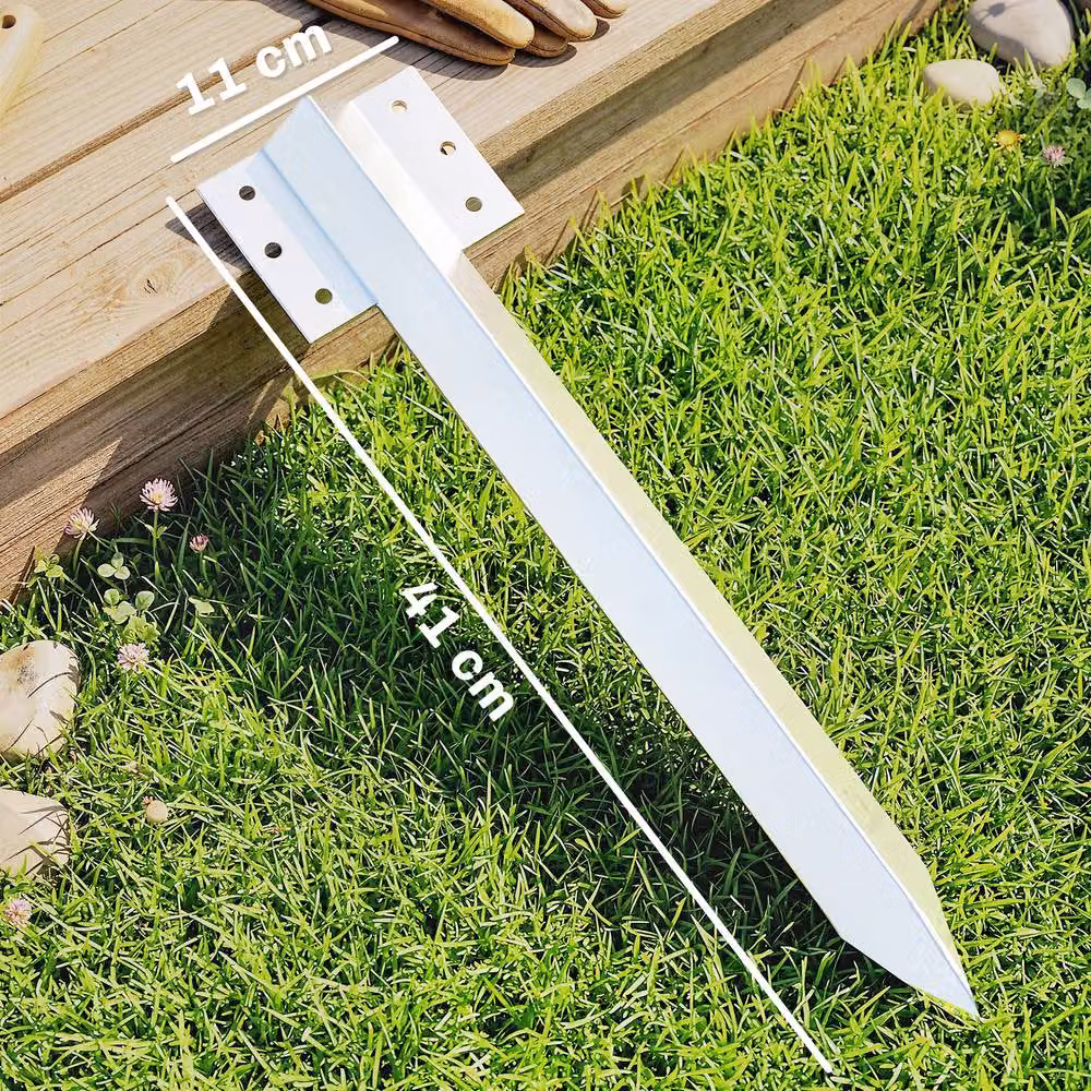 OUTSUNNY 20 Pack Galvanised Railway Sleeper Brackets and Stakes in Silver, 41 cm – 3