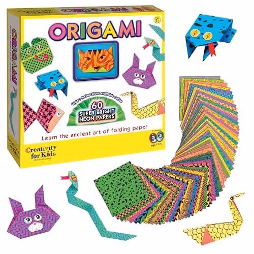 Creativity for Kids Multicolour Neon Origami Animal Paper Craft Kit – 1