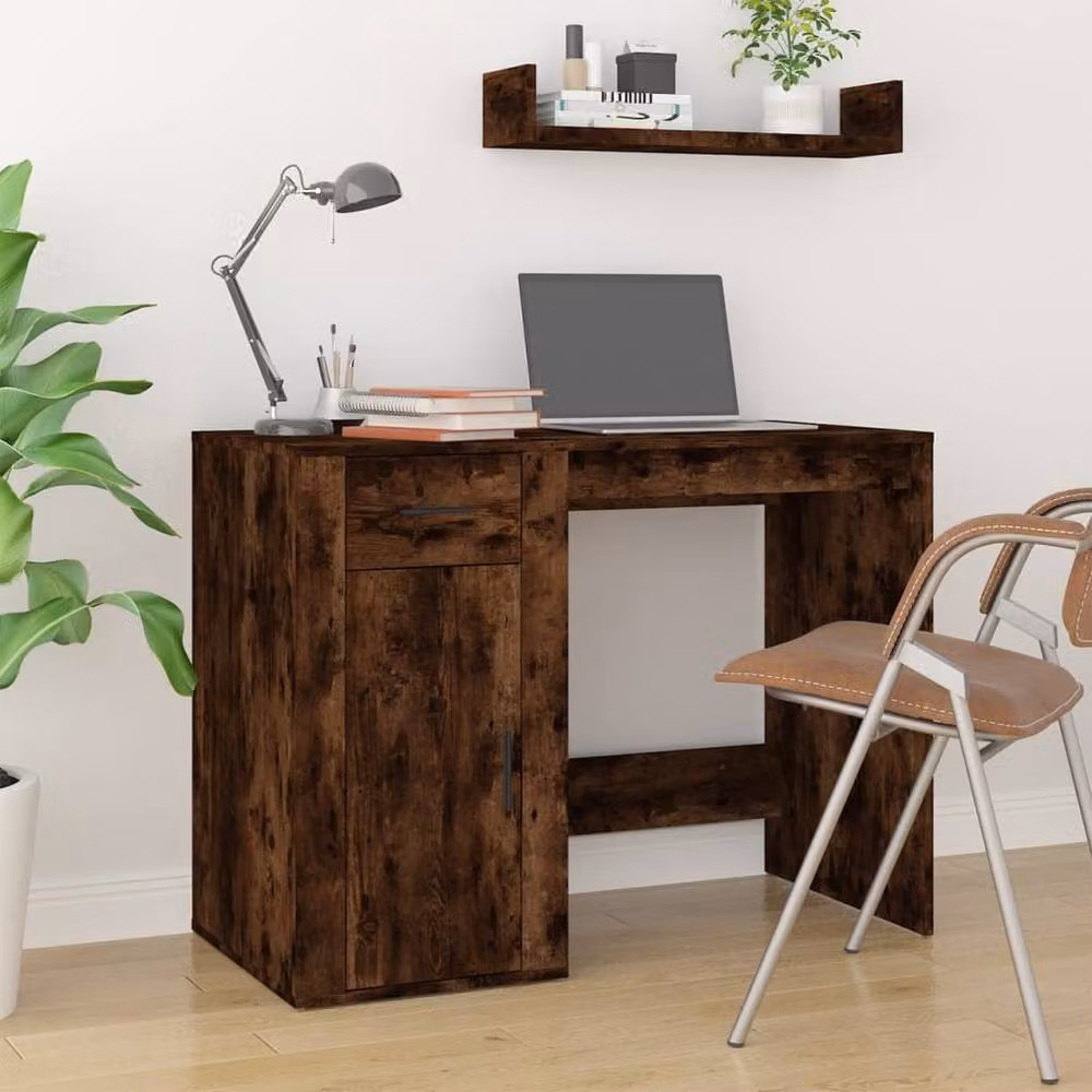 Berkfield Home Computer Desk in Smoked Oak Brown, W/D/H: 100 x 49 x 75 cm – 2