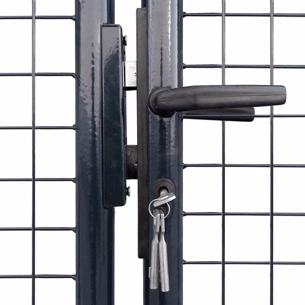 Berkfield Home Grey Galvanised Steel Mesh Swing Garden Gate, W: 400 cm, H: 150 cm – 2