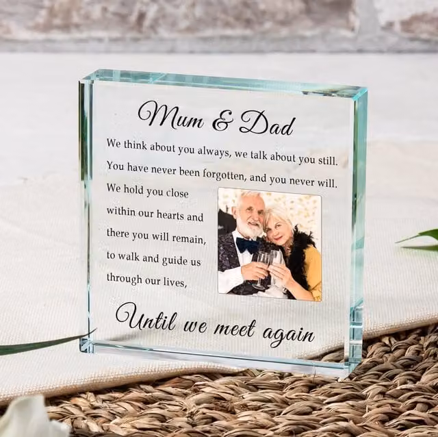 Uniqueful Personalised Until We Meet Again Glass Token Sympathy Keepsake in Transparent and Beige