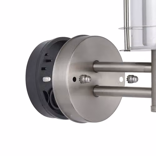 Eglo Lisio Modern Stainless Steel and Glass IP44 Outdoor Wall Light in Silver and Grey, H: 30.0 cm, W: 17.5 cm, D: 22.5 cm – 3