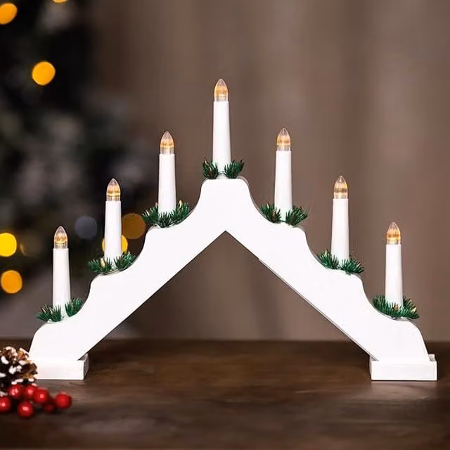 Marco Paul Traditional White LED Flameless Taper Candle Bridge for Christmas Tabletop Decor