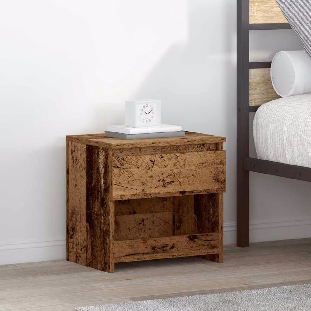 Berkfield Home Bedside Cabinet in Brown Old Wood, W/D/H: 40 x 30 x 39 cm – 2