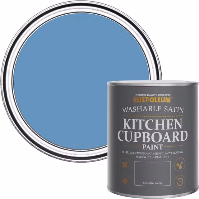 Rust-Oleum Blue Scrubbable Kitchen Cupboard Paint in Satin Finish, 0.75 l – 1