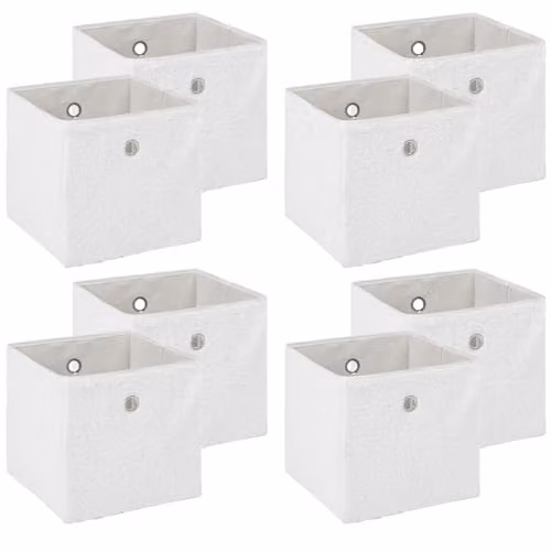 OHS Teddy Boucle Collapsible Storage Box Pack of 8, White