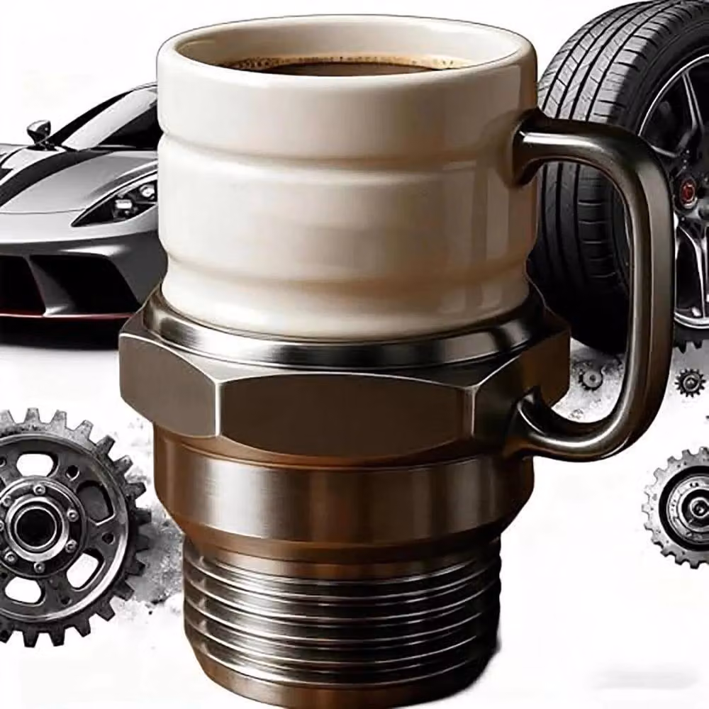 PAWNORA Funny Spark Plug Ceramic Mug in Silver and White – 4