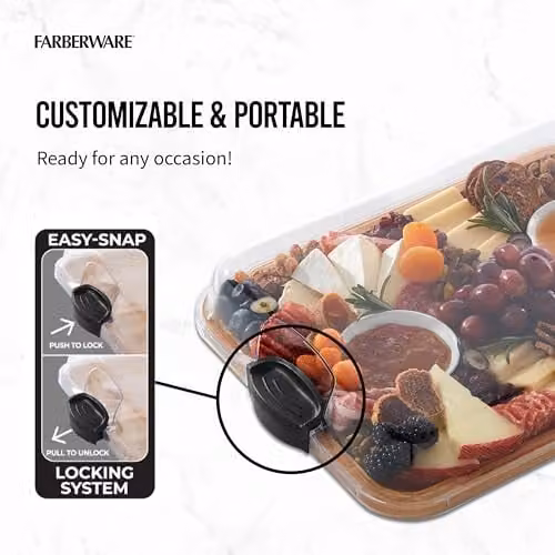 Farberware Build-a-Board Rectangular Bamboo Multi-Purpose Snack Box and Chopping Board Lid, Brown, W: 35.5 cm, D: 28 cm – 4