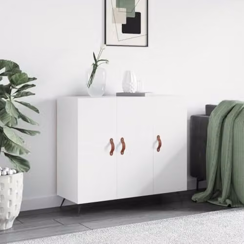 vidaXL Modern White Matt Sideboard in MDF and Metal, W/D/H: 90 x 34 x 80 cm – 2