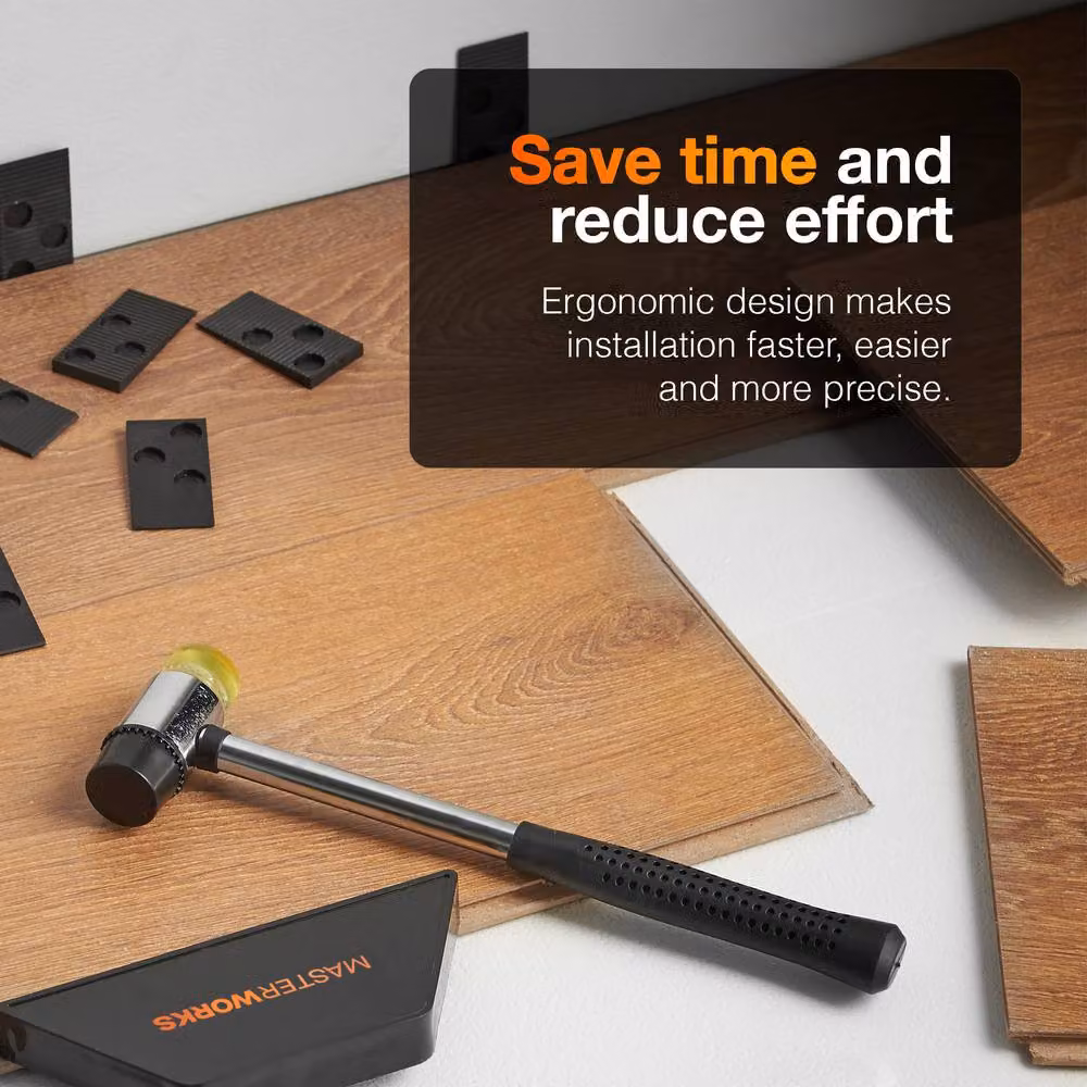 MasterWorx Laminate Flooring Tool Kit with Pull Bar, Tapping Block and Spacer Wedges in Black – 6