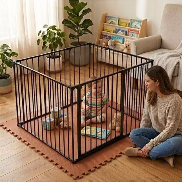 Safetots Multi-panel Play Den in Black with Green Soft Foam Play Mat