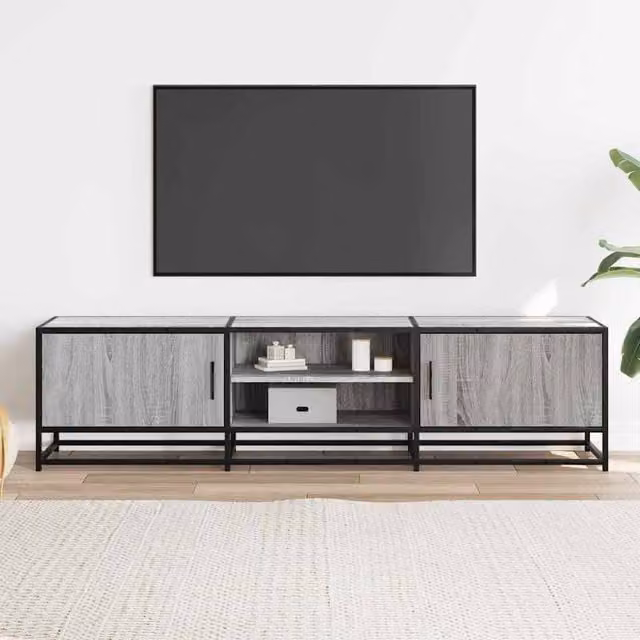 Berkfield Home Grey Sonoma TV Cabinet in Engineered Wood and Metal, W/D/H: 160 x 35 x 41 cm – 1
