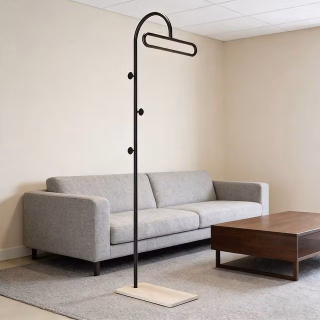 Ventryn Contemporary Matt Black Metal Standing Coat Rack – 1