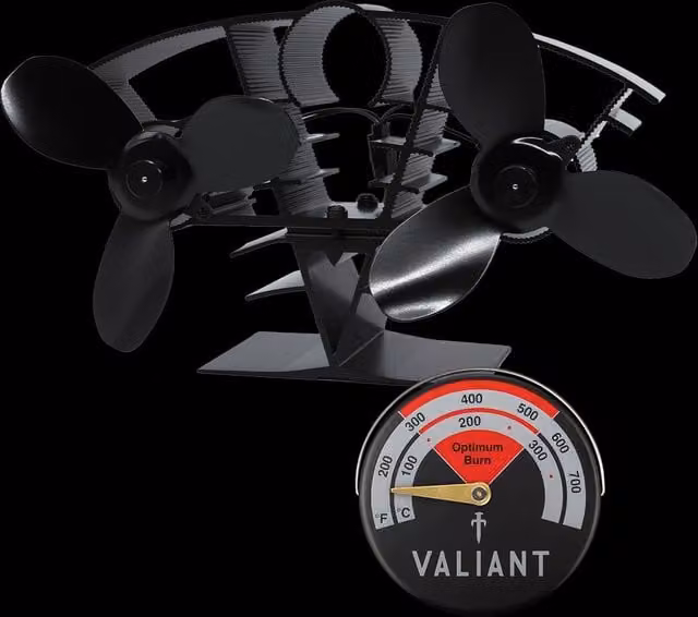 Valiant Whirlwind Twin Stove Fan and Magnetic Stove Thermometer in Red