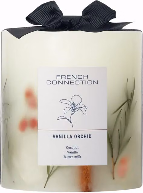 French Connection Vanilla Orchid Botanical Pillar Scented Candle, 660g – 1
