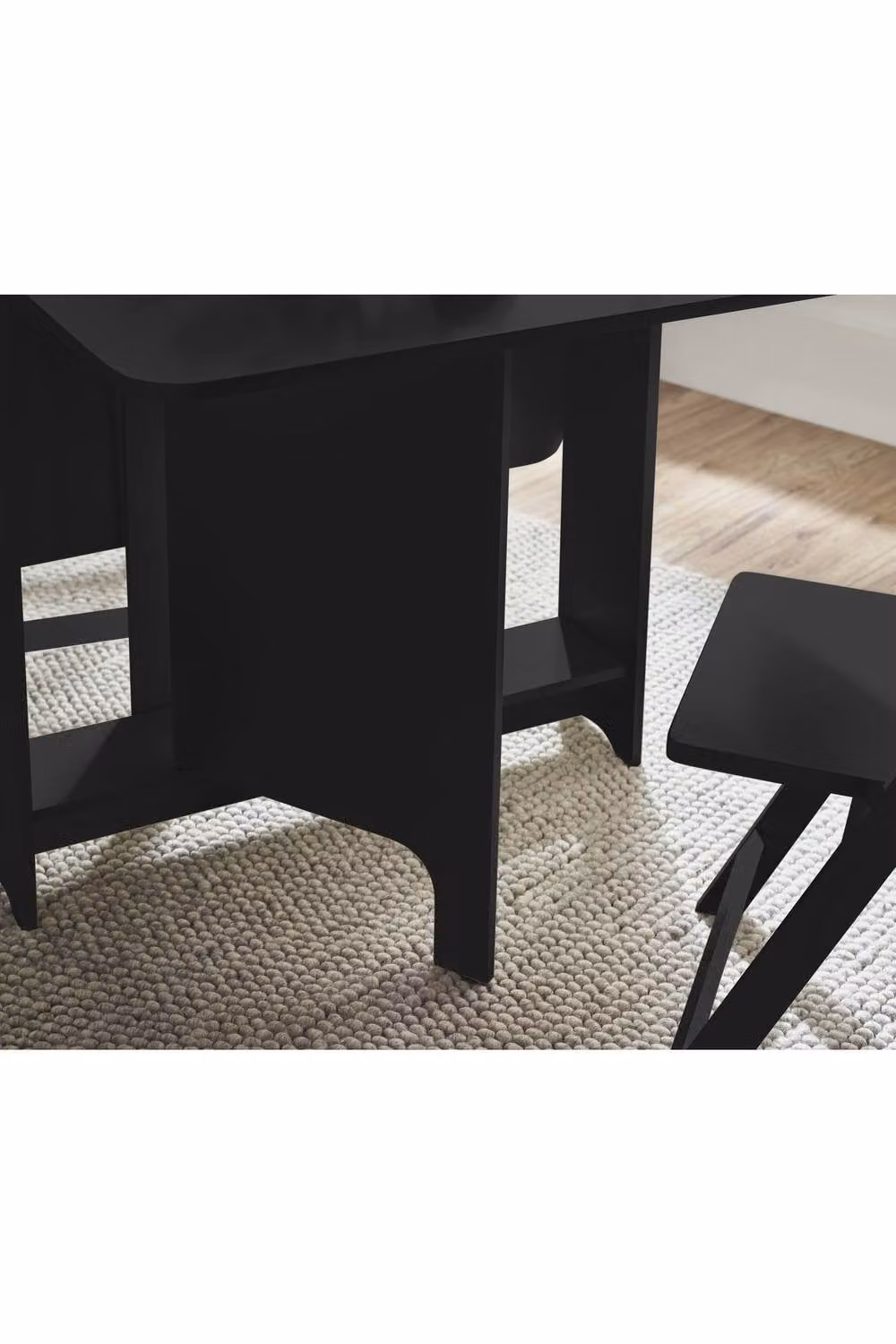 Julian Bowen Gatan Black Wood Drop Leaf Dining Table and 2 Chairs Set W/D/H: 70 x 80 x 100 cm – 6