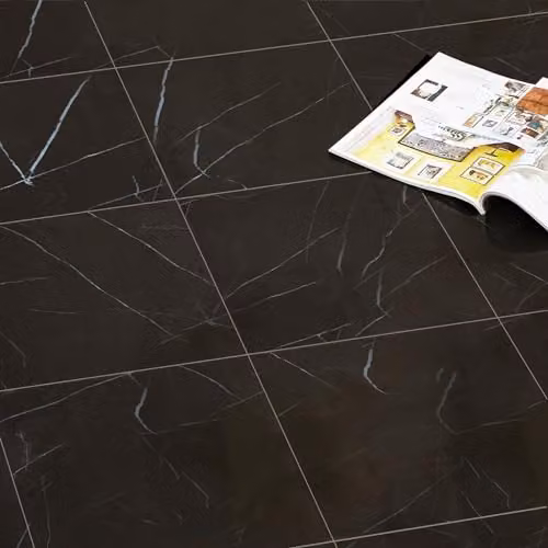 Gr8 Home Self Adhesive Marble Effect PVC Floor Tiles, Black, 3.34 m² – 1
