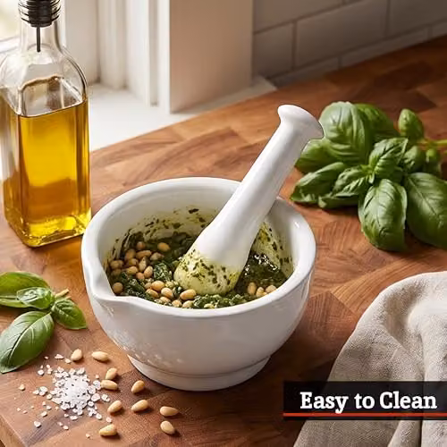 Orsina White Ceramic Mortar and Pestle Set – 5