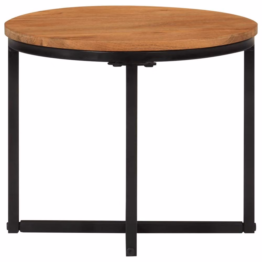 Berkfield Home Brown Acacia Wood and Iron Industrial Coffee Table W/D/H: 35 x 35 x 30 cm – 2