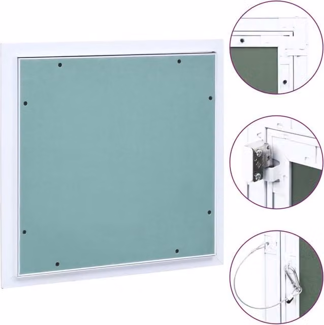 Berkfield Home Access Panel with Aluminium Frame and Plasterboard, W/D/H: 40 x 40 x 4 cm, White