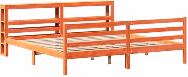 Berkfield Home Sleek Super King Bed Frame in Waxed Brown Solid Pine W/D/H: 180 x 200 cm – 1