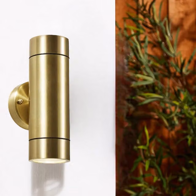 CGC Noah Antique Brass GU10 Double Up and Down Outdoor Wall Light Spotlight IP54