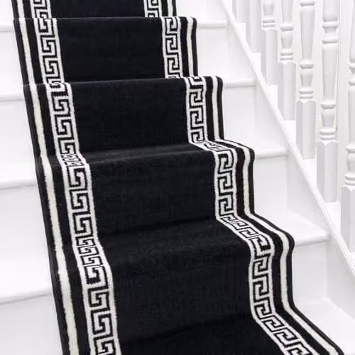 runrug Soft and Comfortable Stair Runner in Black, W: 100 cm, L: 450 cm