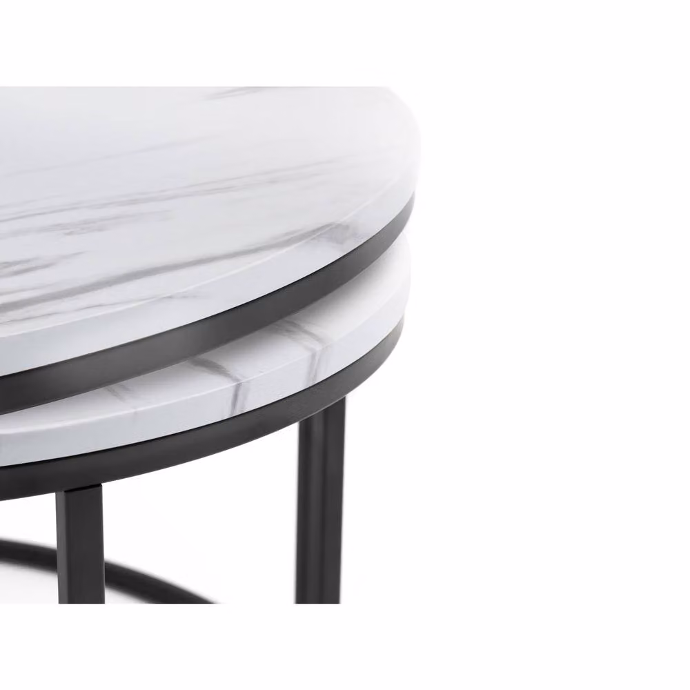 Cheshire Braemar Round Nesting Coffee Table with White Marble Tops – 3