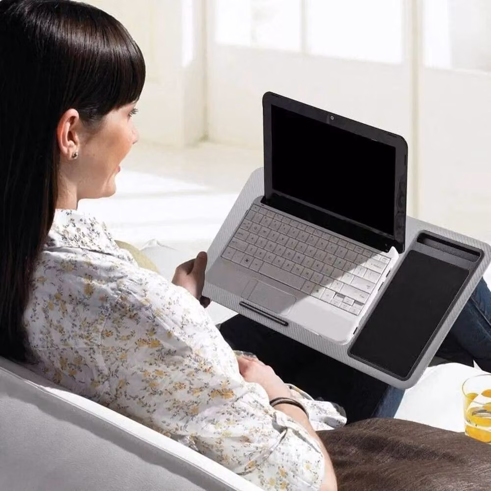 FLAVORA Portable Laptop Cushion Tray Table Lap Desk in Grey – 3