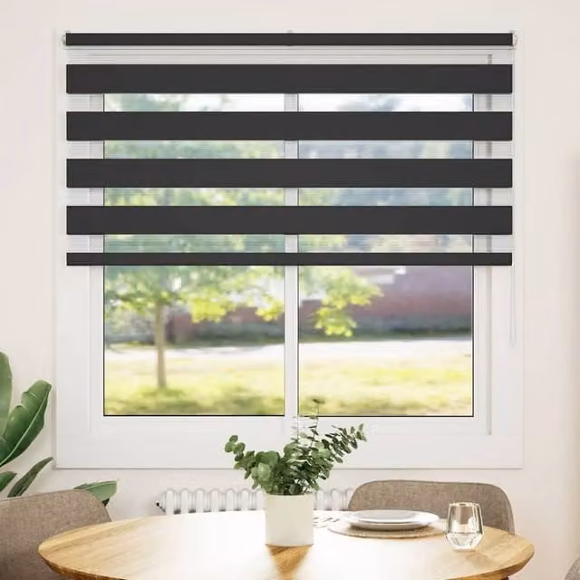 Berkfield Home Black Zebra Day and Night Blind, W: 140 cm, H: 100 cm – 1