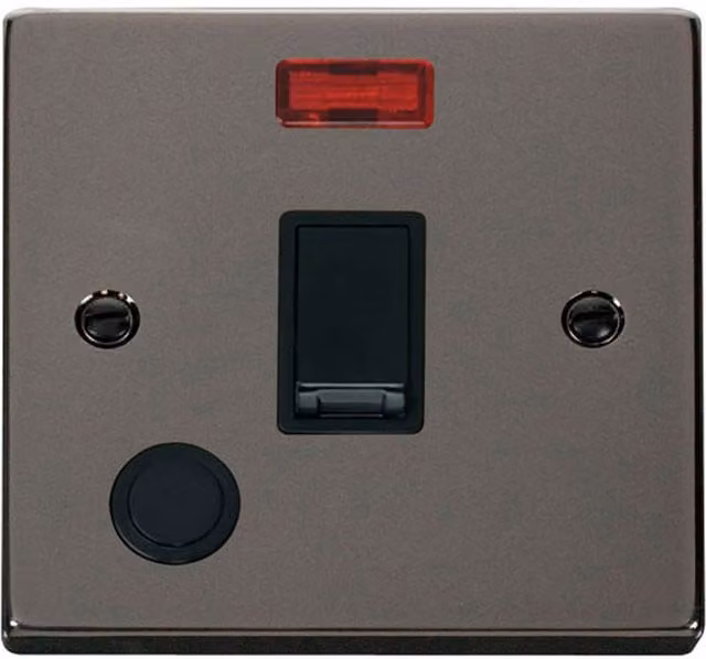 SE HOME 1 Gang 20A DP Flush Switch with Flex and Neon in Black Nickel and Silver