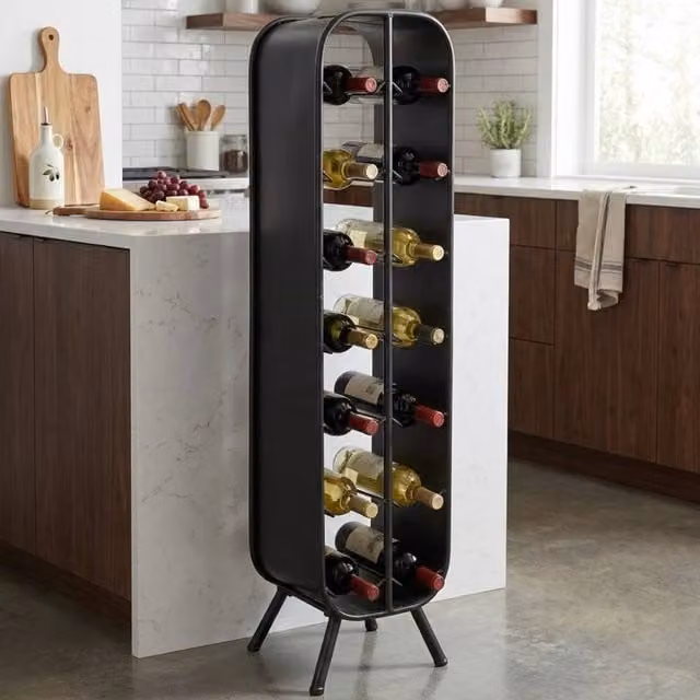 Garden Greatness Camden Industrial 14 Bottle Metal Wine Holder in Black