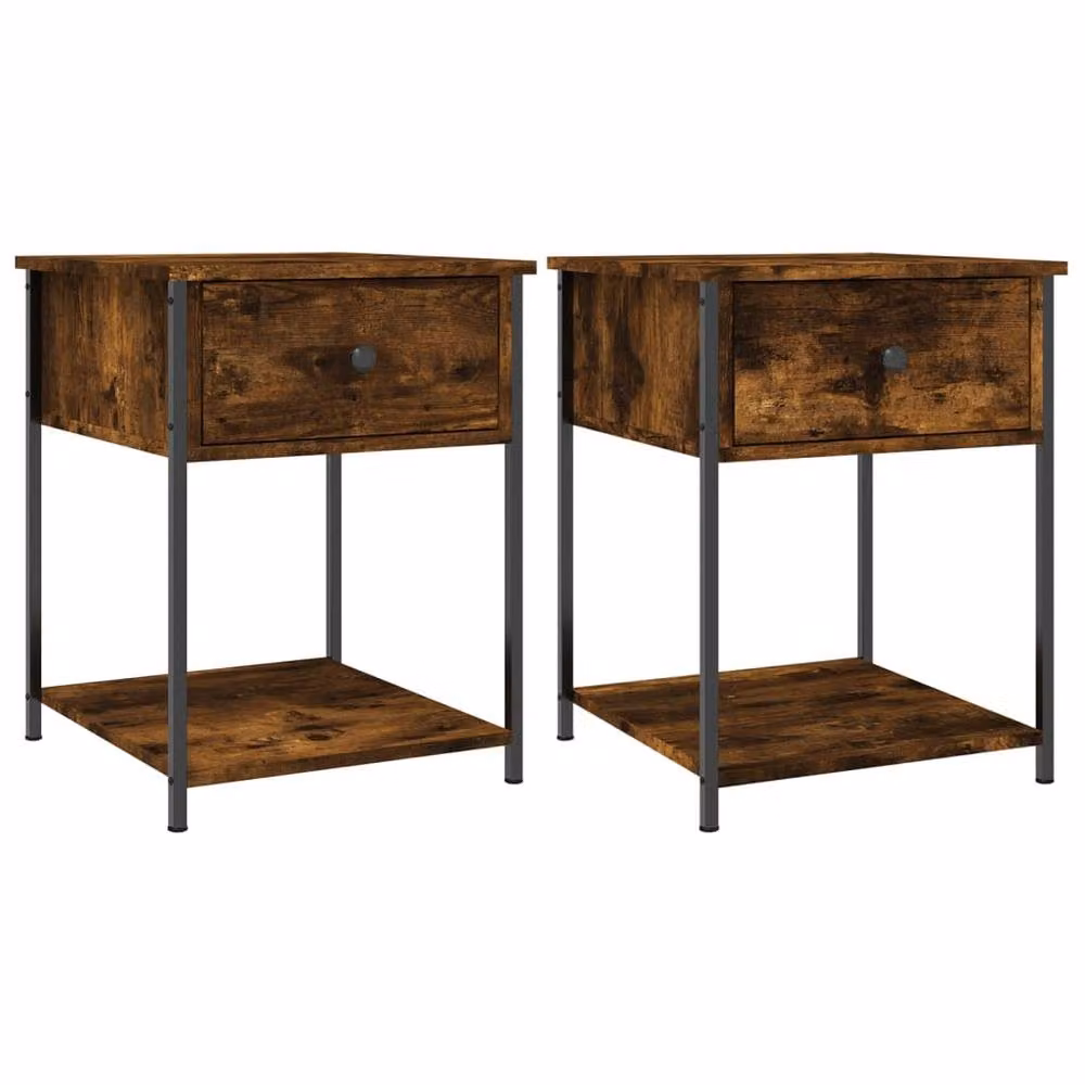 Berkfield Home Elegant Bedside Tables, 2 Piece Set in Smoked Oak Brown, W/D/H: 44 x 45 x 58 cm – 3