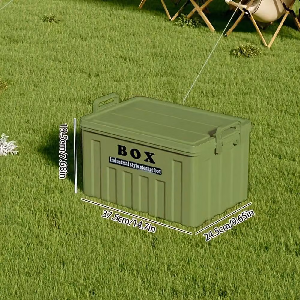 NESTLUNE Green Industrial Style Plastic Storage Box with Lid – 6