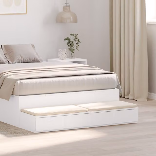 Berkfield Home White Bed Drawers in MDF, W/D/H: 120 x 36 x 5 cm