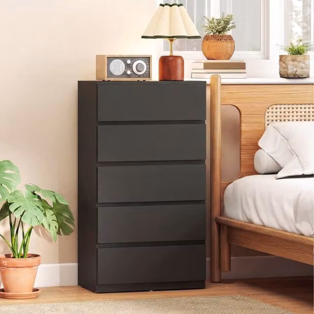 HOMCOM Modern Glossy Black Chest of Drawers with Soft Close Drawers, W: 100 cm, D: 34 cm
