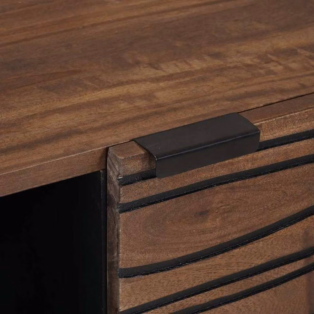 Berkfield Home Modern Mango Wood Sideboard in Brown and Black, W/D/H: 80 x 33.5 x 75 cm – 5