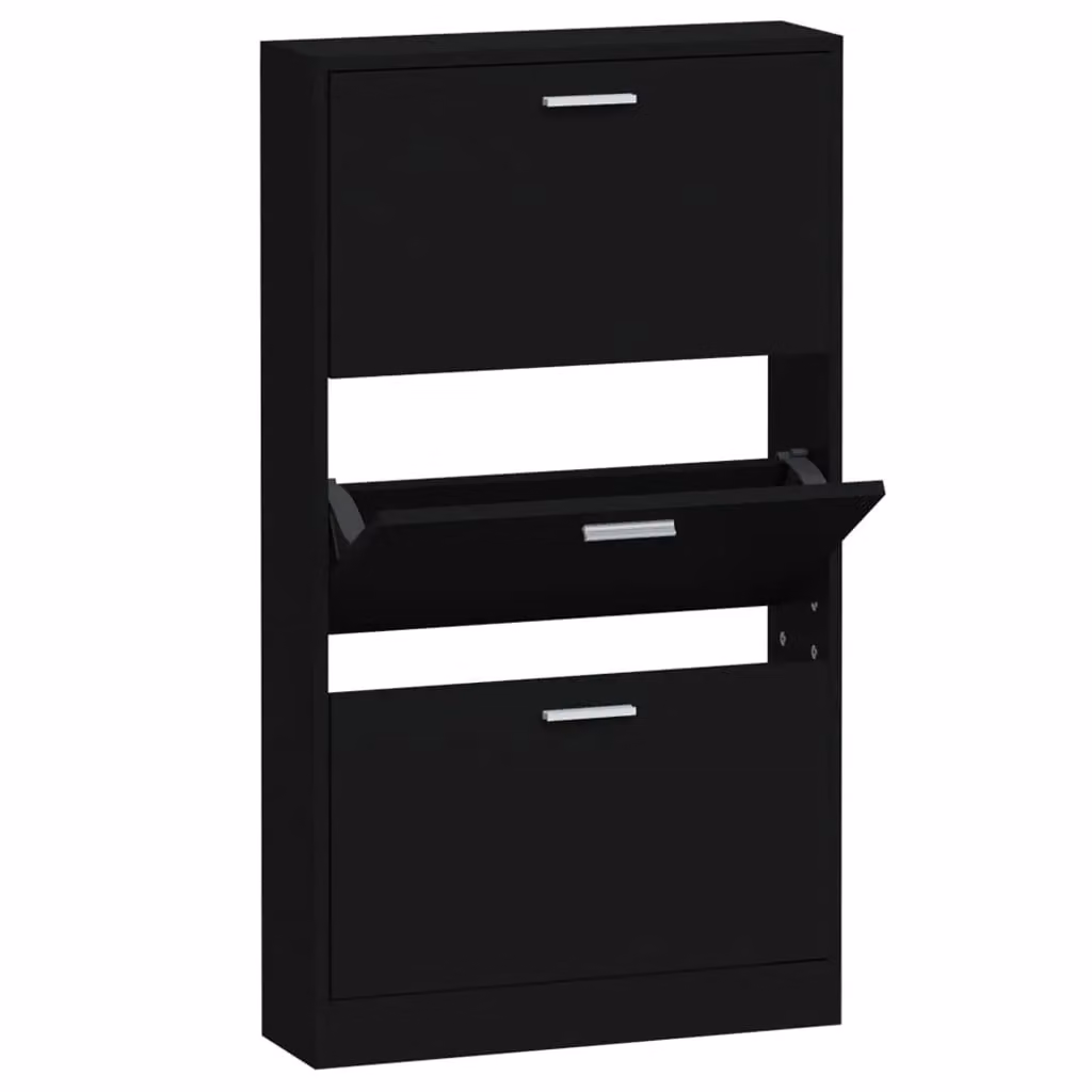 Berkfield Home Black Modern Wall Mounted Shoe Cabinet with Tilting Compartments, W/D/H: 59 x 17 x 108 cm – 2
